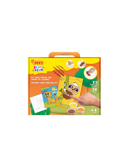Juego jovi play&fun pinta con arena de colores animales terrestres
