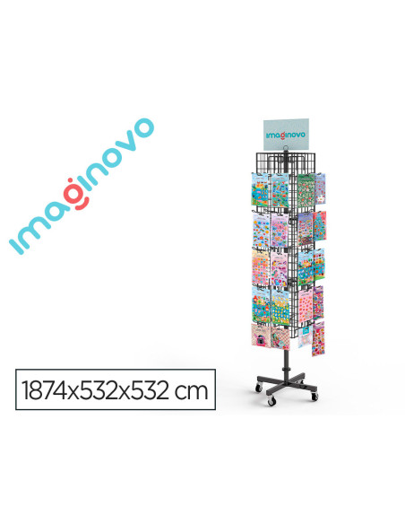 Pegatinas imaginovo expositor metalico giratorio con 40 ganchos ajustables surtido cerrado 630 uds 1874x532x532
