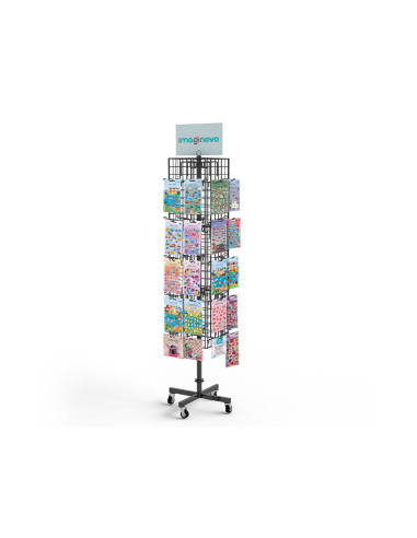 Pegatinas imaginovo expositor metalico giratorio con 40 ganchos ajustables surtido cerrado 630 uds 1874x532x532