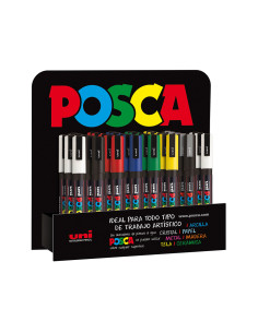 Rotulador uni-ball posca pc3m pintura base al agua 0,9-1,3 mm expositor 36 unidades colores surtidos