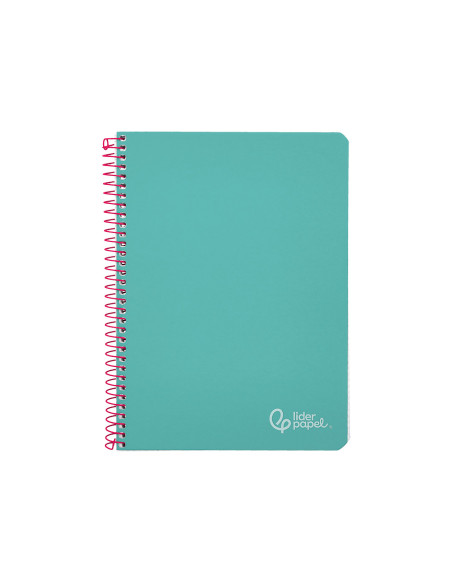 Cuaderno espiral liderpapel din a4 witty tapa dura 80h 90gr cuadro 4mm con margen color turquesa