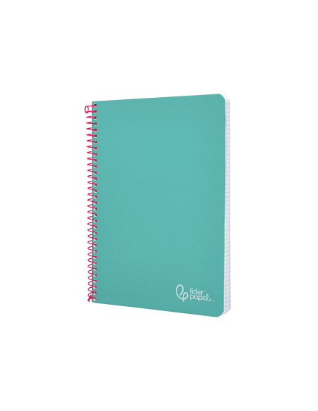 Cuaderno espiral liderpapel din a4 witty tapa dura 80h 90gr cuadro 4mm con margen color turquesa