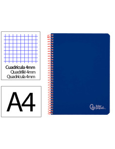 Cuaderno espiral liderpapel a4 witty tapa dura 80h 90gr cuadro 4mm con margen color azul oscuro