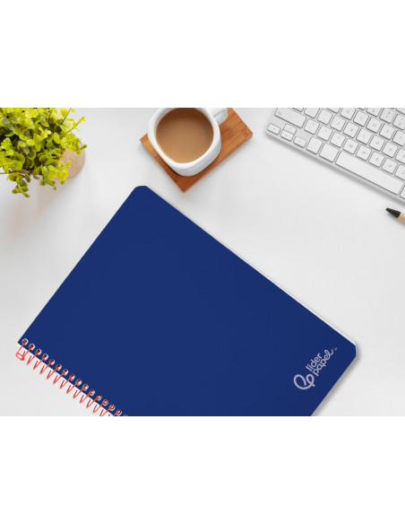 Cuaderno espiral liderpapel din a4 witty tapa dura 80h 90gr cuadro 4mm con margen color azul oscuro
