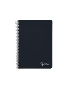 Cuaderno espiral liderpapel din a4 witty tapa dura 80h 90gr pauta 3,5mm con margen color negro 2