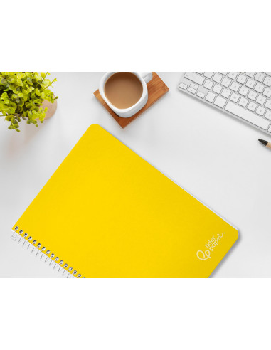 Cuaderno espiral liderpapel din a4 witty tapa dura 80h 90gr pauta 3,5mm con margen color amarillo
