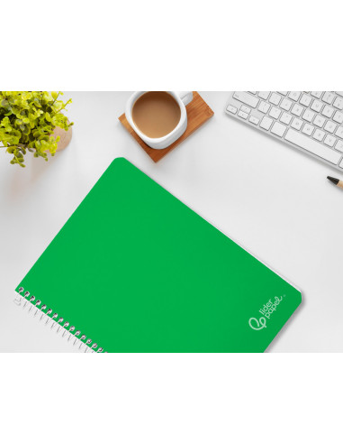 Cuaderno espiral liderpapel din a4 witty tapa dura 80h 90gr pauta 2,5mm con margen color verde