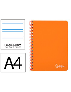 Cuaderno espiral liderpapel din a4 witty tapa dura 80h 90gr pauta 2,5mm con margen color naranja