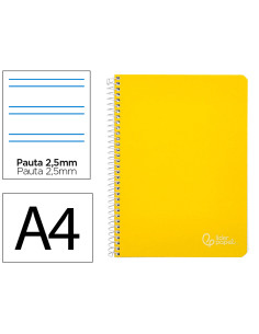 Cuaderno espiral liderpapel din a4 witty tapa dura 80h 90gr pauta 2,5mm con margen color amarillo