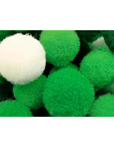 Pompones de colores liderpapel 1,5 cm tonalidades verdes bolsa con 80 unidades