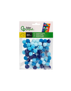 Pompones de colores liderpapel 1,5 cm tonalidades azules bolsa con 80 unidades 2