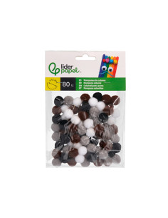 Pompones de colores liderpapel 1,5 cm tonalidades neutras bolsa con 80 unidades 2