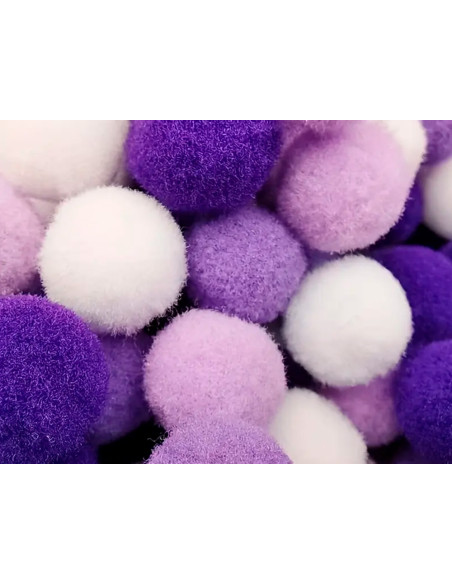 Pompones de colores liderpapel 1,5 cm tonalidades violeta bolsa con 80 unidades