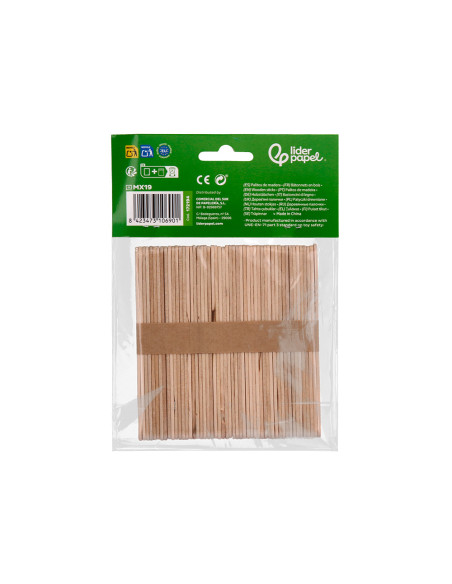 Palitos de madera liderpapel colores surtidos 11,4 x 1 cm bolsa con 50 unidades