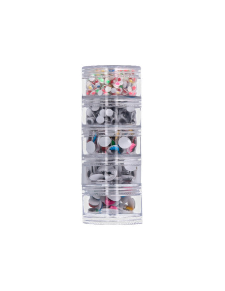 Ojo adhesivo liderpapel tamaños y colores surtidos 5 botes adaptables con 578 unidades