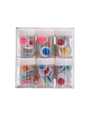 Ojo liderpapel 18 mm blanco con pupila de colores surtidos pack de 108 unidades