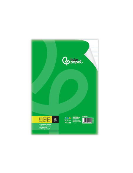 Recambio liderpapel din a4 100 hojas 75 gr pauta 4 3.5mm con margen 4 taladros