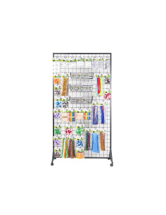 Expositor liderpapel metalico para productos de manualidades con 373 unidades surtidas 40 ganchos y 3 bandejas 2