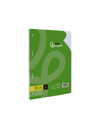 Recambio liderpapel din a4 100 hojas 75 gr cuadro 4 mm con margen 16 taladros