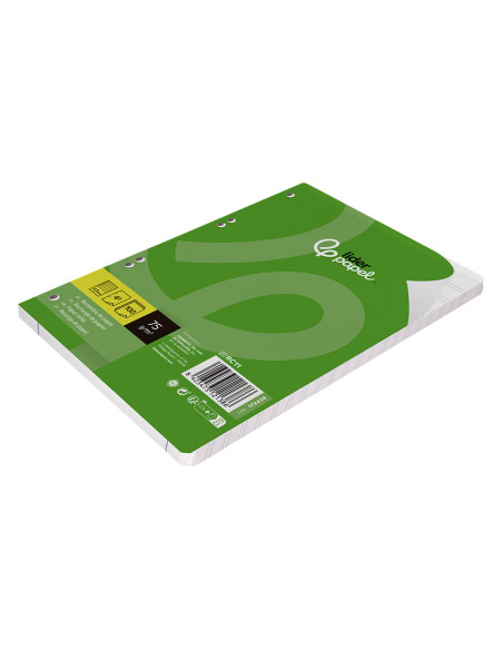 Recambio liderpapel din a5 100 hojas 75 gr pauta 5 2.5mm con margen 6 taladros