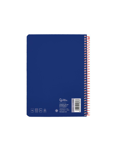 Cuaderno espiral liderpapel din a5 witty tapa dura 80h 90gr cuadro 4mm con margen color azul marino
