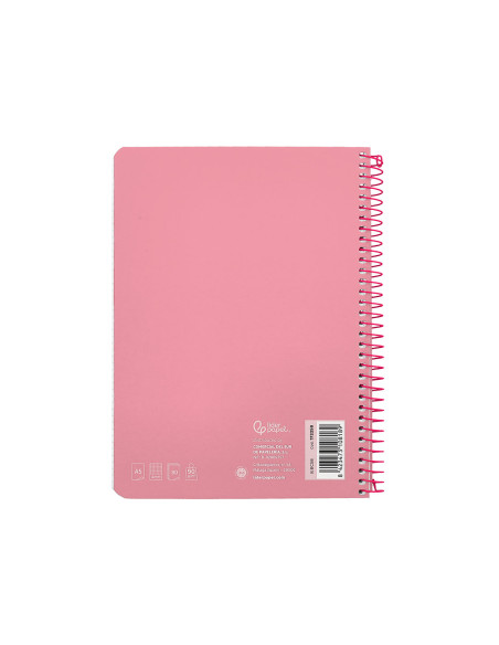 Cuaderno espiral liderpapel din a5 witty tapa dura 80h 90gr cuadro 4mm con margen color rosa