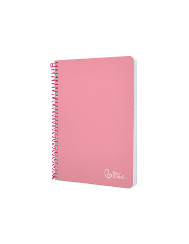 Cuaderno espiral liderpapel din a5 witty tapa dura 80h 90gr cuadro 4mm con margen color rosa