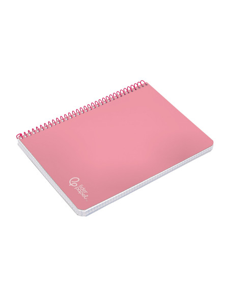Cuaderno espiral liderpapel din a5 witty tapa dura 80h 90gr cuadro 4mm con margen color rosa