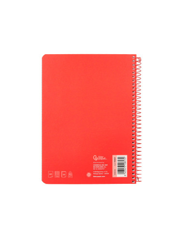 Cuaderno espiral liderpapel din a5 witty tapa dura 80h 90gr cuadro 4mm con margen color rojo