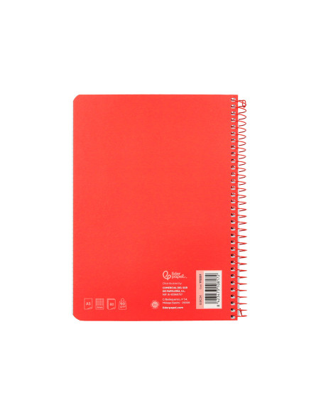 Cuaderno espiral liderpapel din a5 witty tapa dura 80h 90gr cuadro 4mm con margen color rojo