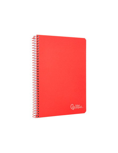 Cuaderno espiral liderpapel din a5 witty tapa dura 80h 90gr cuadro 4mm con margen color rojo