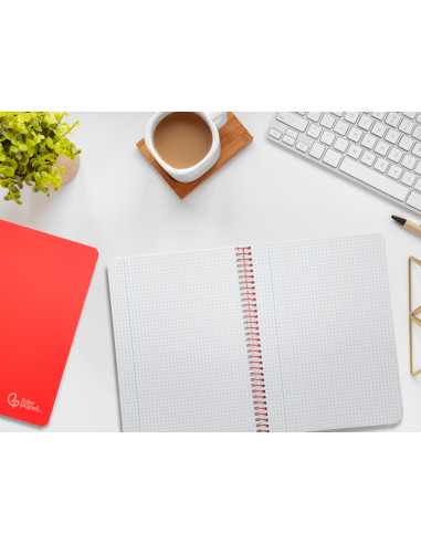 Cuaderno espiral liderpapel din a5 witty tapa dura 80h 90gr cuadro 4mm con margen color rojo