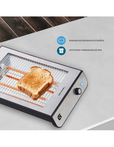 Tostador Grunkel TSP-INOX/ 600W/ Plata