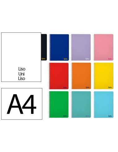 Cuaderno espiral liderpapel din a4 smart tapa blanda 80h 75gr liso sin margen colores surtidos