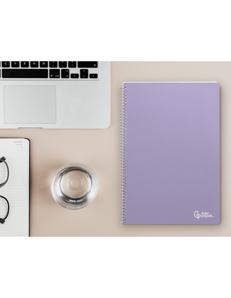 Cuaderno espiral liderpapel din a4 smart tapa blanda 80h 75gr milimetrado 2mm colores surtidos