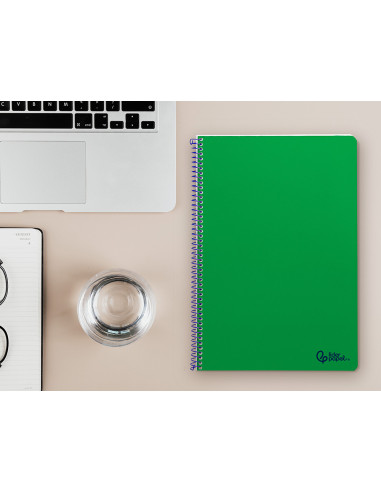 Cuaderno espiral liderpapel din a4 smart tapa blanda 80h 75gr rayado horizontal con margen color verde