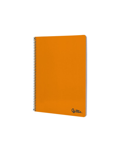 Cuaderno espiral liderpapel din a4 smart tapa blanda 80h 75gr rayado horizontal con margen color naranja