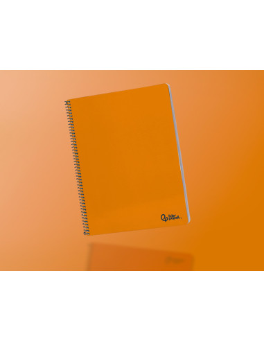 Cuaderno espiral liderpapel din a4 smart tapa blanda 80h 75gr rayado horizontal con margen color naranja