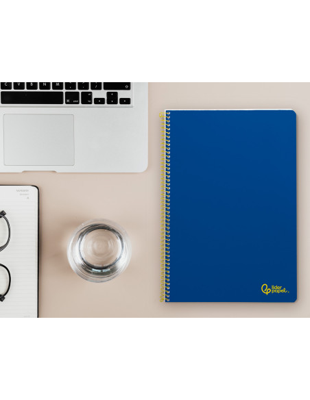 Cuaderno espiral liderpapel din a4 smart tapa blanda 80h 75gr rayado horizontal con margen color azul oscuro