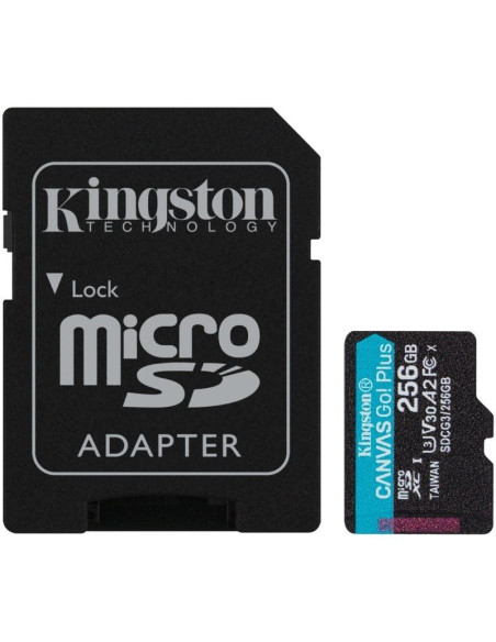 Tarjeta de Memoria Kingston CANVAS Go! Plus 256GB microSD XC con Adaptador/ Clase 10/ 170MBs