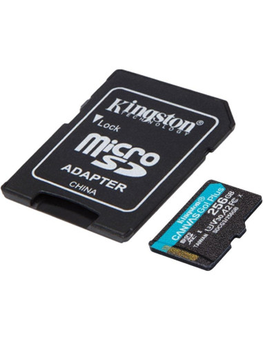 Tarjeta de Memoria Kingston CANVAS Go! Plus 256GB microSD XC con Adaptador/ Clase 10/ 170MBs