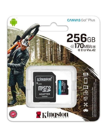 Tarjeta de Memoria Kingston CANVAS Go! Plus 256GB microSD XC con Adaptador/ Clase 10/ 170MBs