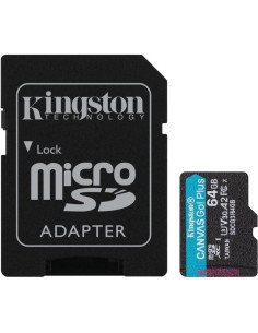 Tarjeta de Memoria Kingston CANVAS Go! Plus 64GB microSD XC con Adaptador/ Clase 10/ 170MBs
