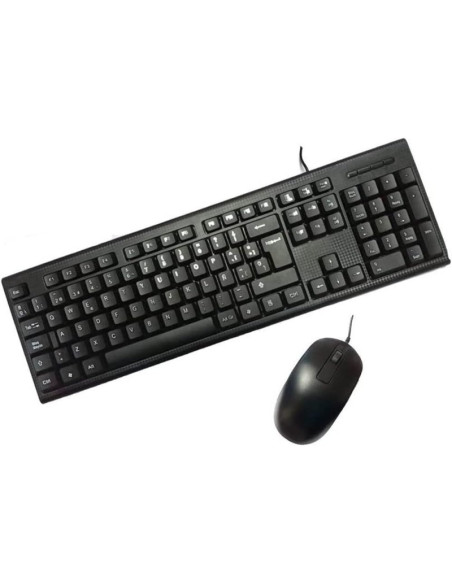 Coolbox PcCase KTR-001 Pack USB Teclado 105 Teclas + Raton 3 Botones - Uso Ambidiestro - Color Negro