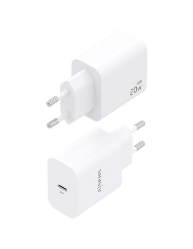 Cargador de Pared GaN Aisens A110-0938/ 1xUSB Tipo-C/ 20W/ Blanco