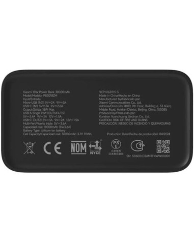 Powerbank 30000mAh Xiaomi 18W Powerbank/ 18W/ Negra