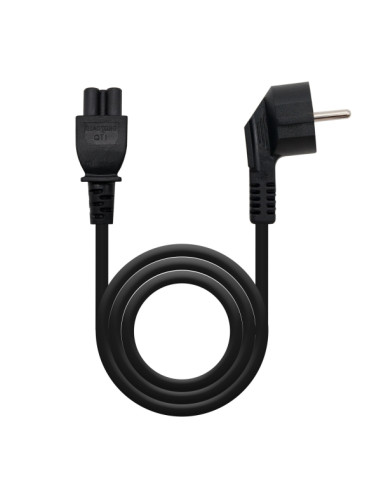 Nanocable Cable de Alimentacion CEE7 Acodado Macho a M-C5 Hembra Trebol 3m - Color Negro