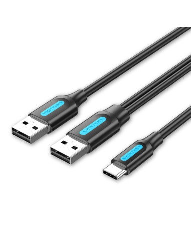 Vention Cable USB-C a 2xUSB-A 2.0 3A - 1m - Color Negro