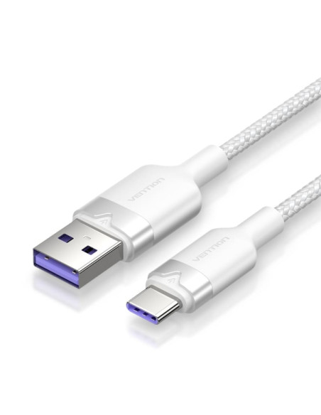 Vention Cable USB-C 2.0 a USB-A 6A 100W - 1m - Trenzado - Color Blanco