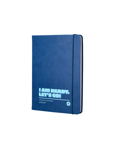 Agenda escolar antartik 25-26 encuadernada go! simil piel azul oscuro semana vista a5 bilingüe papel fsc 80 gr